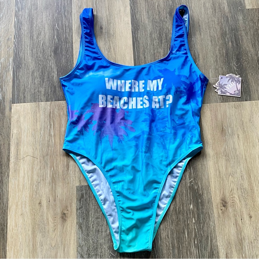 NWT YMI Where My Beaches At? Ombré One Piece Swimsuit